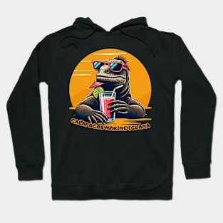 Galapagos iguana retro vintage sunset Hoodie